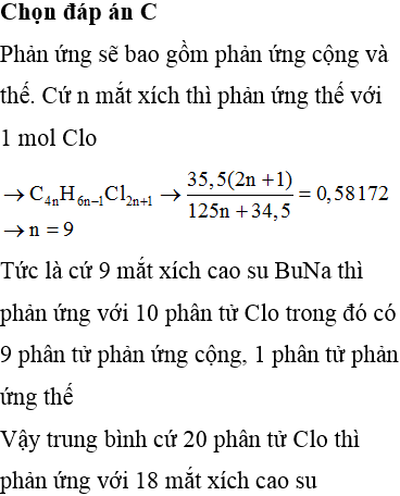 Cho cao su buna tác dụng với cl trong ccl có mặt p thì thu